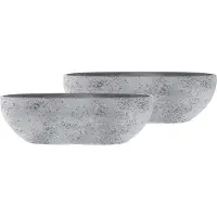 Ter Steege 2x stuks bloempot/plantenpot balkonbak gerecycled kunststof/steenpoeder beton grijs dia 55 x 16 cm en hoogte 16 cm