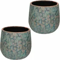 Mica Decorations Bloempot Clemente - 2x - koperkleurig - keramiek - 25 x 32 cm - plantenpot