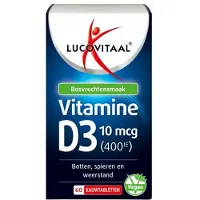 Lucovitaal 3x D3 10 mcg (400Ie) Vitamine Vegan Kauwtabletten 60 kauwtabletten