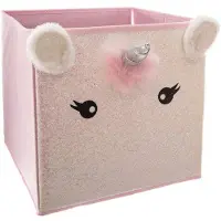 Gree Kids Eenhoorn opbergdoos met oortjes - 29x29x29cm - Opvouwbaar - Roze