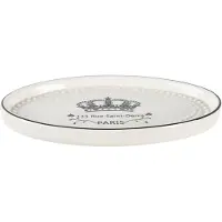 Clayre & Eef Zeepbakje 15*10*2 cm Wit Porselein Ovaal Kroon Paris