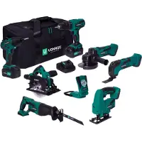 Vonroc Gereedschapsset VPower 20V – 4.0Ah | Incl. 7 machines, LED-Werklamp, 2x 4.0Ah Accu en snellader