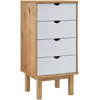 vidaXL Ladekast OTTA 45x39x90 cm massief grenenhout bruin en wit
