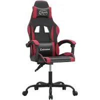 vidaXL Gamestoel draaibaar kunstleer zwart en wijnrood