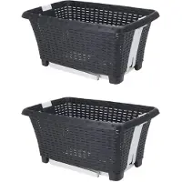 Bathroom Solutions 2x Stuks Wasmanden op poten - 38 liter - kunststof - antraciet - Wasmanden