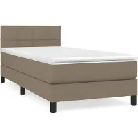 vidaXL Boxspring met matras stof taupe 100x200 cm