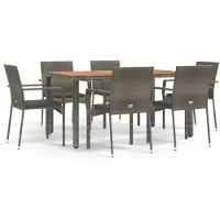 vidaXL 7-delige tuinset met kussens, grijs, polyrotan