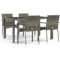 vidaXL 5-delige Tuinset met kussens poly rattan grijs