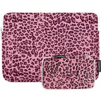 Canvasartisan Laptop Sleeve 14 inch Luipaard Panterprint Roze + Accessoires Etui