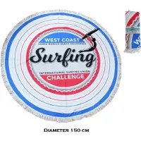 Gerimport Strandlaken Rond polyester - diameter 150cm - SURFING