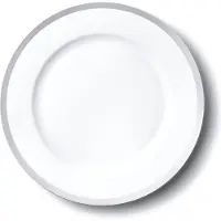 Decorline - 4 x Premium herbruikbare kunststof Onderbord Set -Wit met Zilver rand - 33cm.