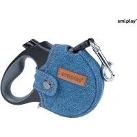 Amiplay Infini Rollijn - Denim Cover - Blauw - Tape lijn - Reflecterend - S - Lengte: 3 meter - Geschikt voor honden tot 12 kg