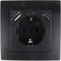 Enzo Benson inbouw stopcontact RA + USB en USB-C zwart - 4650032