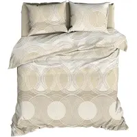 Satin d'or Dekbedovertrek Condi Sand/Wit Satijn-260 x 200 / 220 cm | Extra Breed