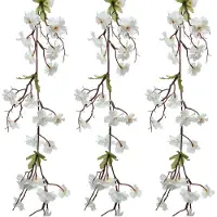 Everlands kunstbloem/bloesem takken slingers - 3x stuks - wit - 187 cm
