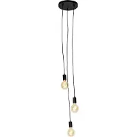 QAZQA Industriële hanglamp zwart 3-lichts - Facil