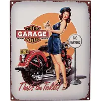 Clayre & Eef Tekstbord 20x25 cm Grijs Ijzer Motor Motor Cycles Garage Wandbord Grijs Wandbord