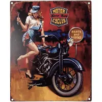 Clayre & Eef Tekstbord 20x25 cm Rood Ijzer Motor Motor Cycles Speed King Wandbord Rood Wandbord