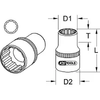 Ks Tools 3/8" CHROMEplus doppen, 12-kant, 10 mm