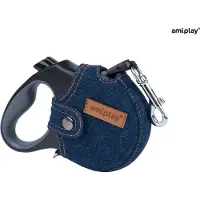 Amiplay Dierenbenodigdheden Ami Leiband Denim Intrekbaar+Hoes Mar. 5M-25Kg L