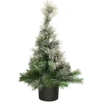 Everlands Kunst kerstboom/kunstboompje met sneeuw in donkergrijze pot 75 cm - Kunstkerstboom