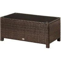 Zenzee Tuintafel - Tuintafeltje - Balkontafel - Bijzettafel - Koffietafel - Poly Rattan - Bruin - 85 cm x 50 cm x 39 cm