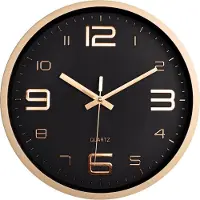 LW Collection keukenklok rosé zwart 30cm - kleine wandklok - muurklok stil uurwerk - stille klok - kleine klok