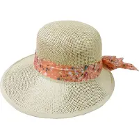 Jordan Dames Zomerhoed Audrey - Beige met Roze Lint - Maat 56 - Vakantiehoed