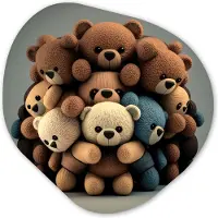 MuchoWow Organische wanddecoratie 40x40 cm - Organisch schilderij Teddybeer - Knuffel - Bruin - Design - Jongens - Meisjes - Muurdecoratie woonkamer - Kamer decoratie - Schilderijen - Muurcirkel aesthetic