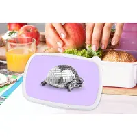 MuchoWow Broodtrommel Wit - Lunchbox - Brooddoos - Schildpad - Discobal - Disco - Dier - Paars - 18x12x6 cm - Volwassenen
