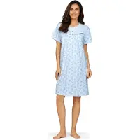 Comtessa Klassiek Nachthemd 'Esperanza' - Blauw - Korte Mouw - 105cm - Maat 48