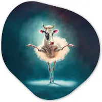 MuchoWow Organische wanddecoratie 40x40 cm - Organisch schilderij Koe - Rok - Ballet - Dieren - Portret - Kids - Muurdecoratie woonkamer - Kamer decoratie - Schilderijen - Muurcirkel aesthetic