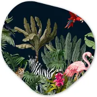 MuchoWow Organische wanddecoratie 90x90 cm - Organisch schilderij Jungle - Planten - Dieren - Kinderen - Flamingo - Zebra - Muurdecoratie woonkamer - Kamer decoratie - Schilderijen - Muurcirkel aesthetic