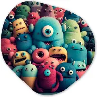 MuchoWow Organische wanddecoratie 40x40 cm - Organisch schilderij Kids - Monster - Regenboog - Design - Meiden - Jongens - Muurdecoratie woonkamer - Kamer decoratie - Schilderijen - Muurcirkel aesthetic