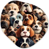 MuchoWow Organische wanddecoratie 60x60 cm - Organisch schilderij Hond - Patronen - Dieren - Bruin - Meisje - Jongen - Muurdecoratie woonkamer - Kamer decoratie - Schilderijen - Muurcirkel aesthetic