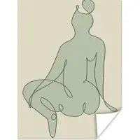 PosterMonkey Poster Vrouw - Groen - Line art - Abstract - 60x80 cm