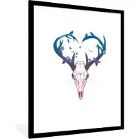 PosterMonkey Fotolijst incl. Poster - Schedel - Gewei - Bloemen - Vogels - 60x80 cm - Posterlijst