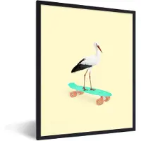 PosterMonkey Fotolijst incl. Poster - Ooievaar - Dieren - Skateboard - Geel - 30x40 cm - Posterlijst