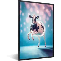 PosterMonkey Fotolijst - Poster met kader - Koe - Kroon - Ballet - Blauw - Roze - Frame - 20x30 cm - Posters - Posterlijst