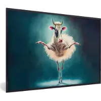 PosterMonkey Fotolijst - Foto in lijst - Koe - Rok - Ballet - Portret - Blauw - Poster frame - 120x80 cm - Kader - Poster