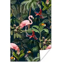 PosterMonkey Poster Jungledieren - Patroon - Kinderen - Flamingo - Papegaai - Kids - 120x180 cm XXL