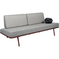 Weltevree | Sofabed | Ligbed Tuin, Zonnebed, Loungebed Buiten Loungebank | Tuinmeubel | Waterdicht | Max, 250 Kg | Lichtgrijze Kussens & Rood Frame
