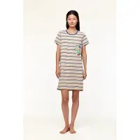 Woody slaapkleed meisjes/dames - multicolor gestreept - schildpad - 231-1-TSL-S/906 - maat 176