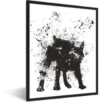 PosterMonkey Fotolijst incl. Poster - Hond - Spetters - Zwart - Wit - 60x80 cm - Posterlijst