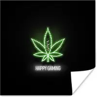 PosterMonkey Game Poster - Gaming - Tekst - Neon - Happy gaming - Groen - 100x100 cm