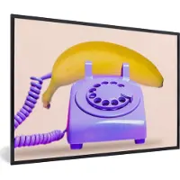 PosterMonkey Posterlijst - Foto lijst - Banaan - Telefoon - Paars - Geel - 90x60 cm - Decoratie slaapkamer - Poster met kader