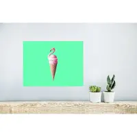 PosterMonkey Poster IJshoorntjes - IJs - Flamingo - Roze - Groen - 40x30 cm - Cadeau meisje 7 jaar