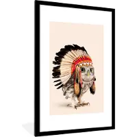 PosterMonkey Fotolijst - Posters - Dier - Uil - Indiaan - Vogel - 60x90 cm - Poster met frame - Wanddecoratie