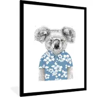 PosterMonkey Fotolijst incl. Poster - Koala - Bloemen - Zomer - Blauw - 60x80 cm - Posterlijst