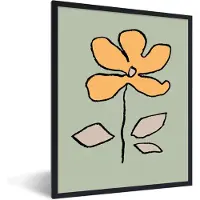 PosterMonkey Fotolijst incl. Poster - Bloem - Geel - Groen - Abstract - 30x40 cm - Posterlijst